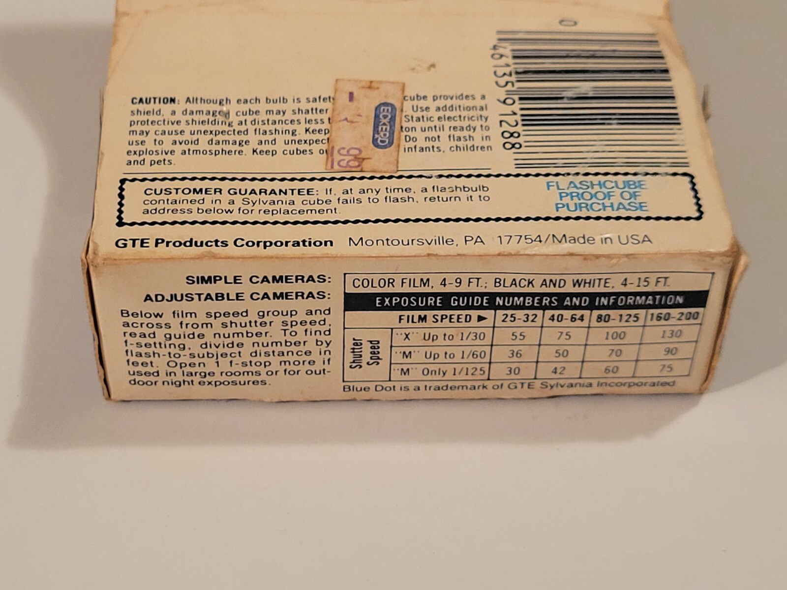 GTE SYLVANIA Blue Dot Camera Flash Cubes 3 Cubes 12 Flashes Vintage