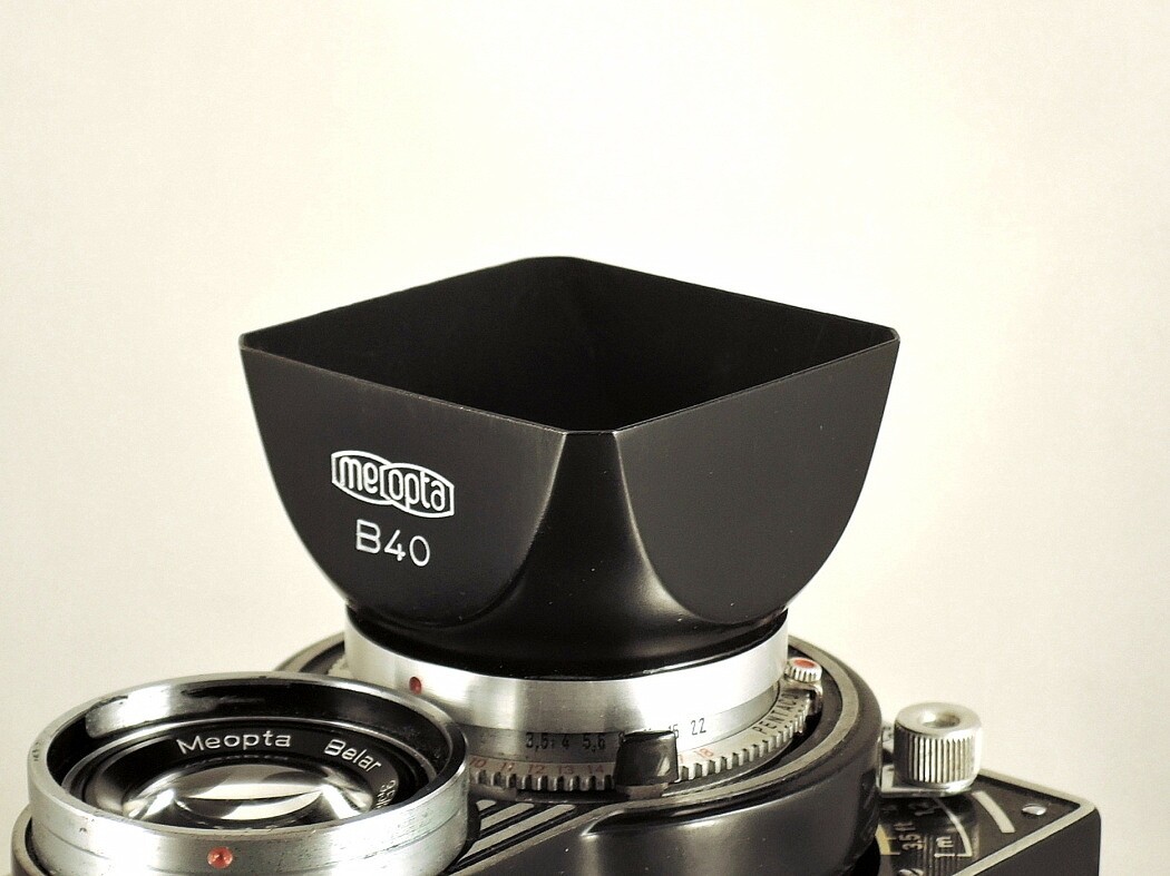 Shade hood Flexaret Meopta square bayonet B40 metal + Genuine box very nice