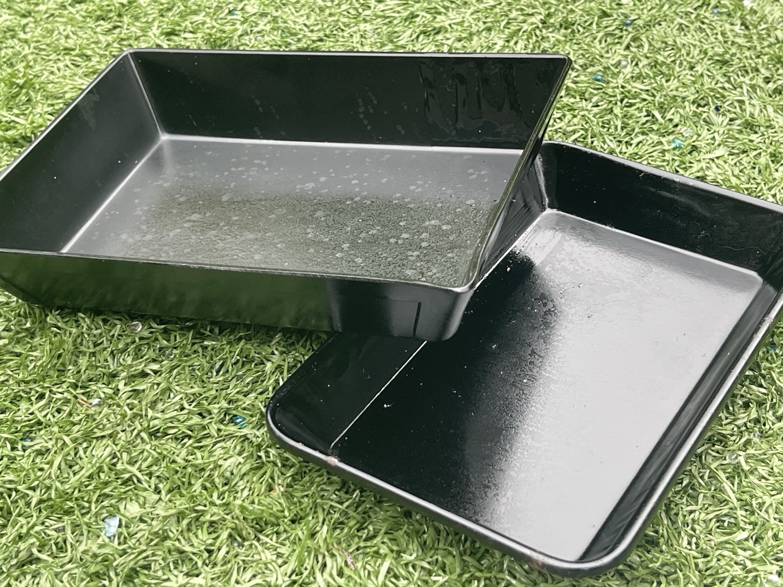 2 – black print tray No2 Aladdin Burke And James Chicago 5 1/2” X 7 1/2”