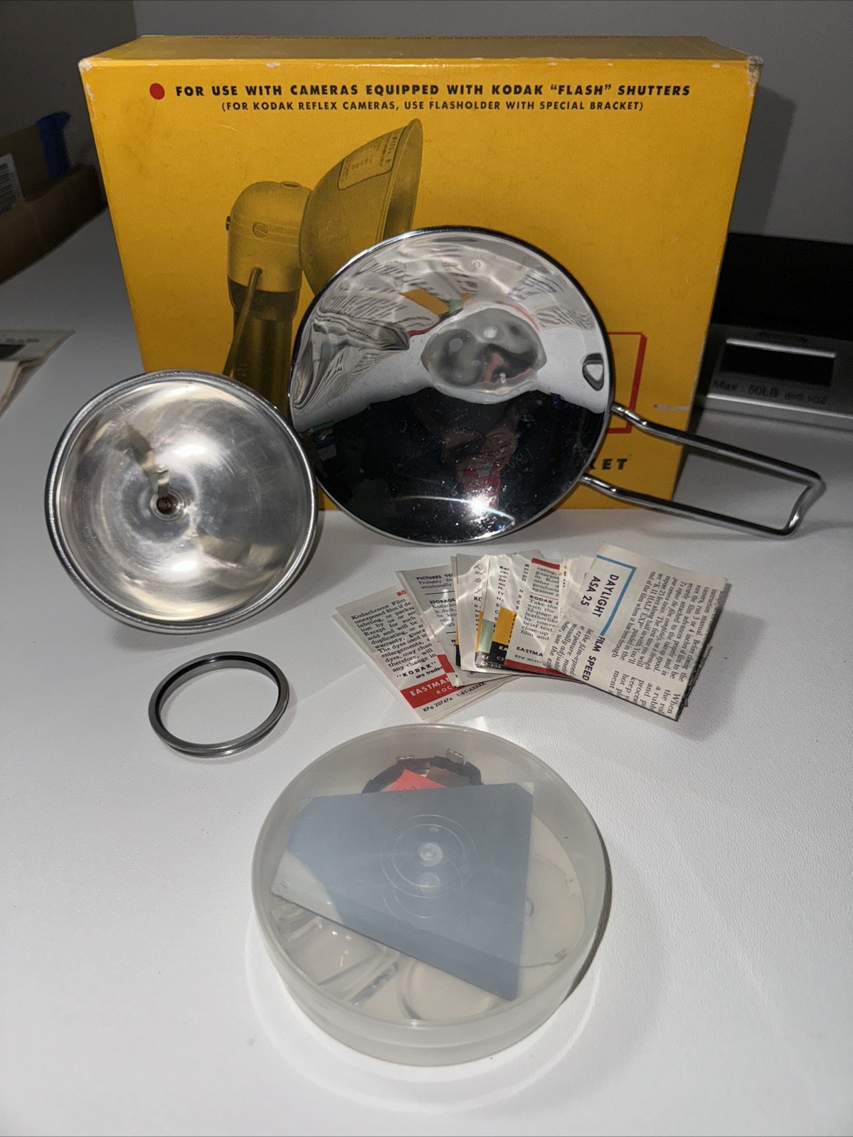 1950s Kodak Flash Holder Model B w/ Standard Bracket Original Box | NO bulb