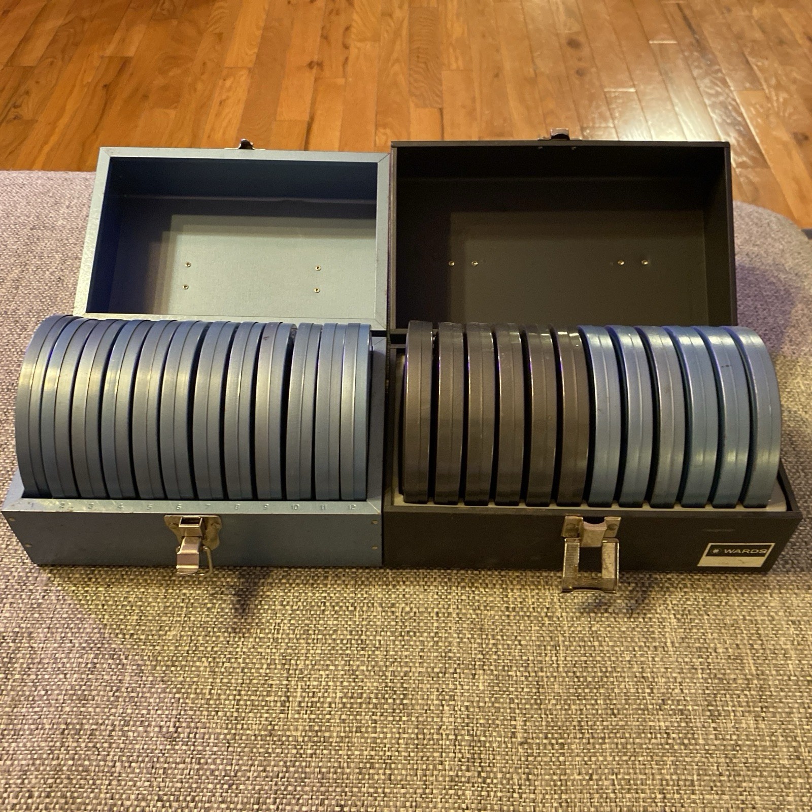 2 Vintage 8mm Film Canister Reel Case With 24 EMPTY Reel Canisters Wards