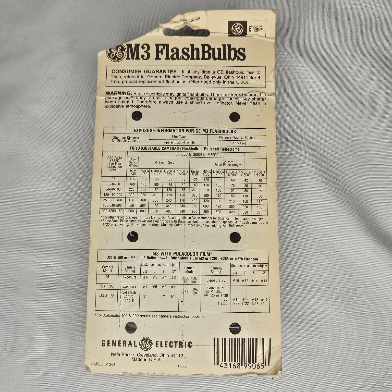 Vintage GE M3 Flashbulbs 12 Pack GE Camera Flash Bulbs NOS #0268
