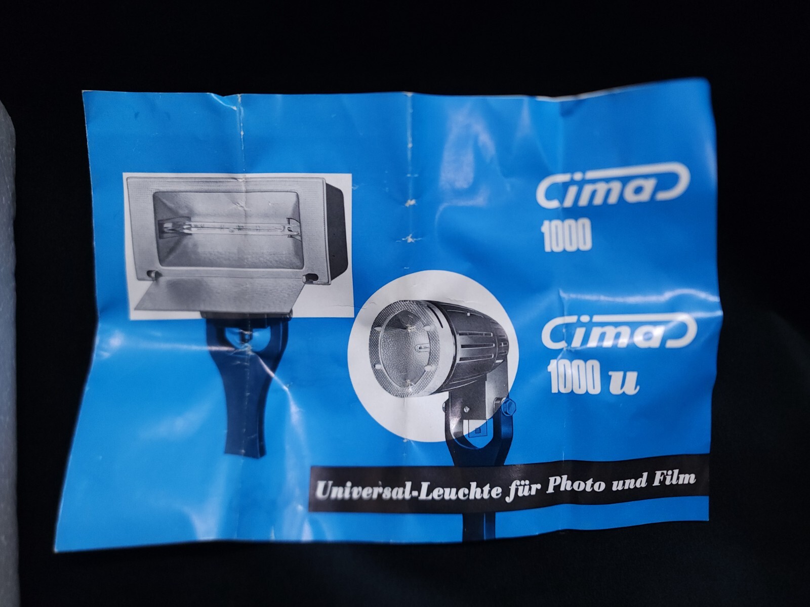 Vintage CIMA 1000U 1000W Universal Photo Film Halogen Movie Light Floodlight