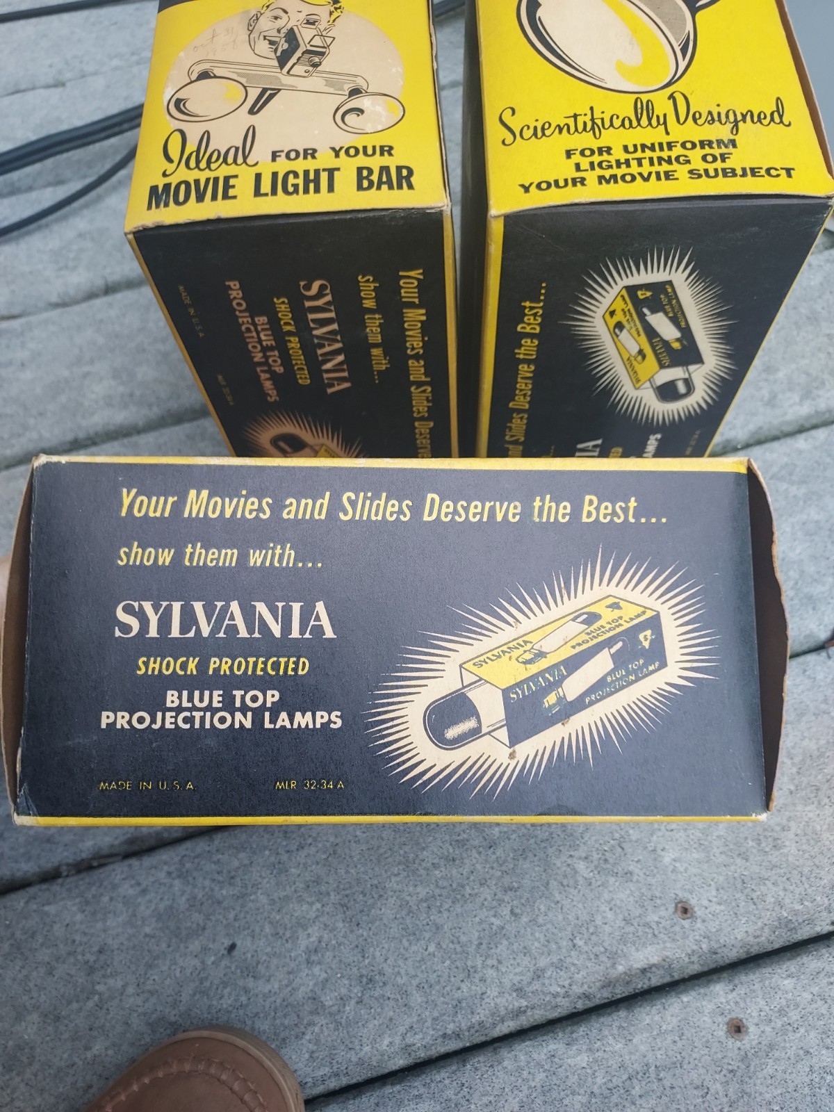 5 Vintage Sylvania Movie Lights R-34 In Original Packaging Tested All Work