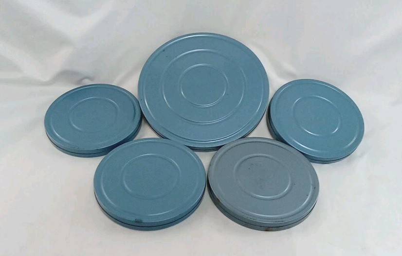 Vintage Super 8MM Metal Film Storage Tins 3 Reels 5 Containers 1 Large 4 Small