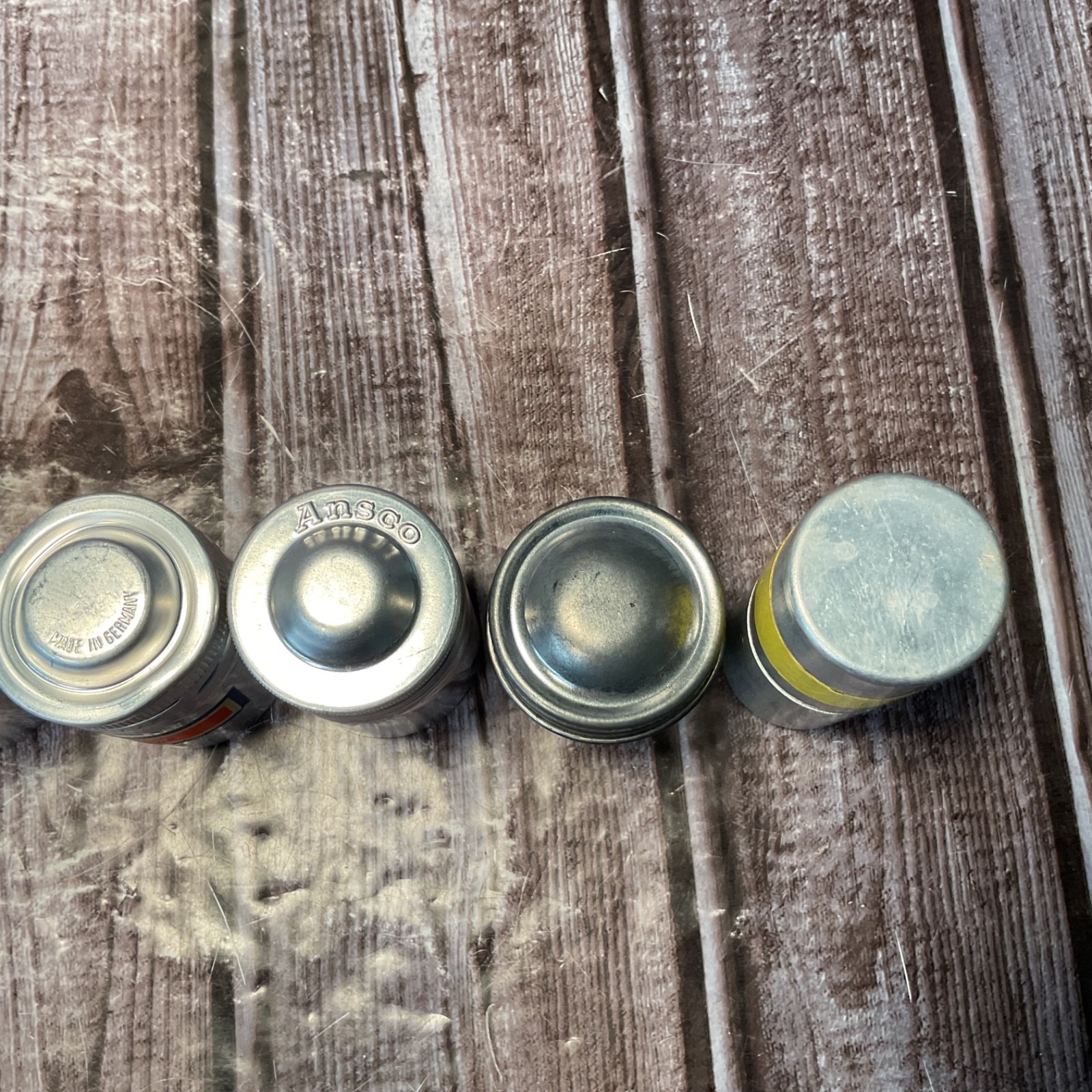 8 Vintage Metal Aluminum Film Canisters Screw-Top Lids Retro Camera Gear