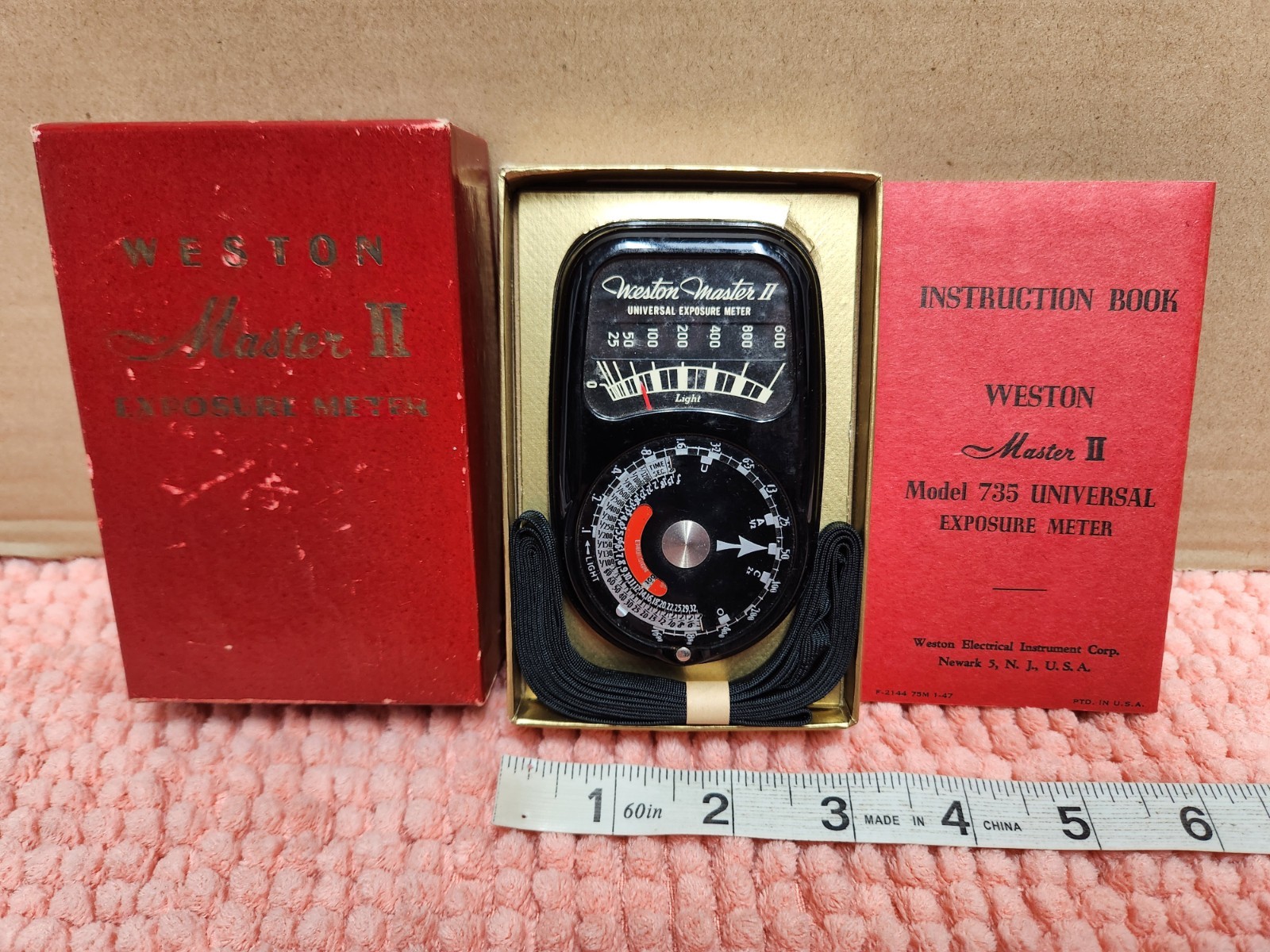 VTG 1940s Weston Master II Model 735 Exposure Meter w/ Manual & Box