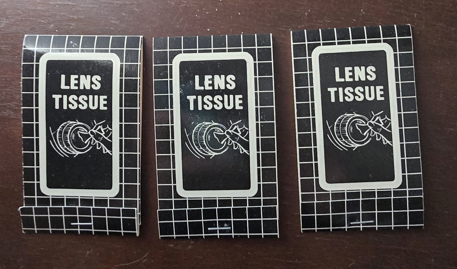 vintage lens tissue packets, likely from the 1970s or 1980 Lot Of 3