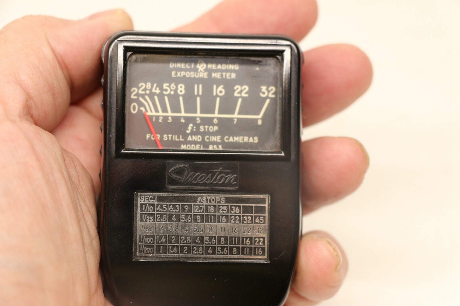 Working Vintage Weston Model 853 Direct Reading Light Exposure Meter with Pouch
