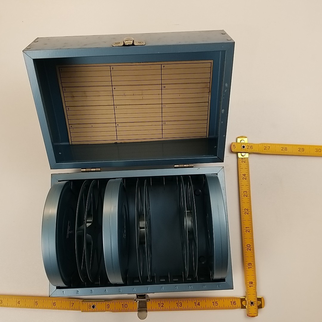 Vintage Movie Super 8mm Storage Case Box 12 Slots 3 Metal Adams Reel Cans 1960s
