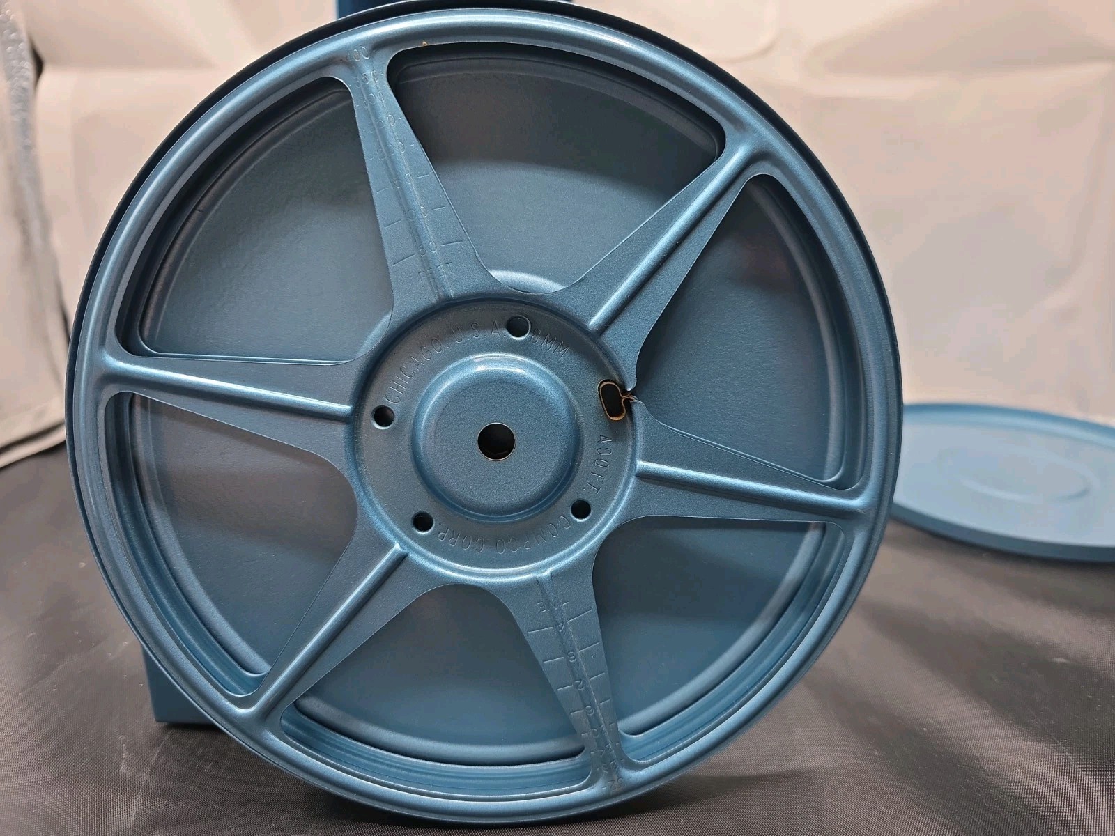 Vintage Compco Film Carrying Case with 8mm Reels and Tins Blue