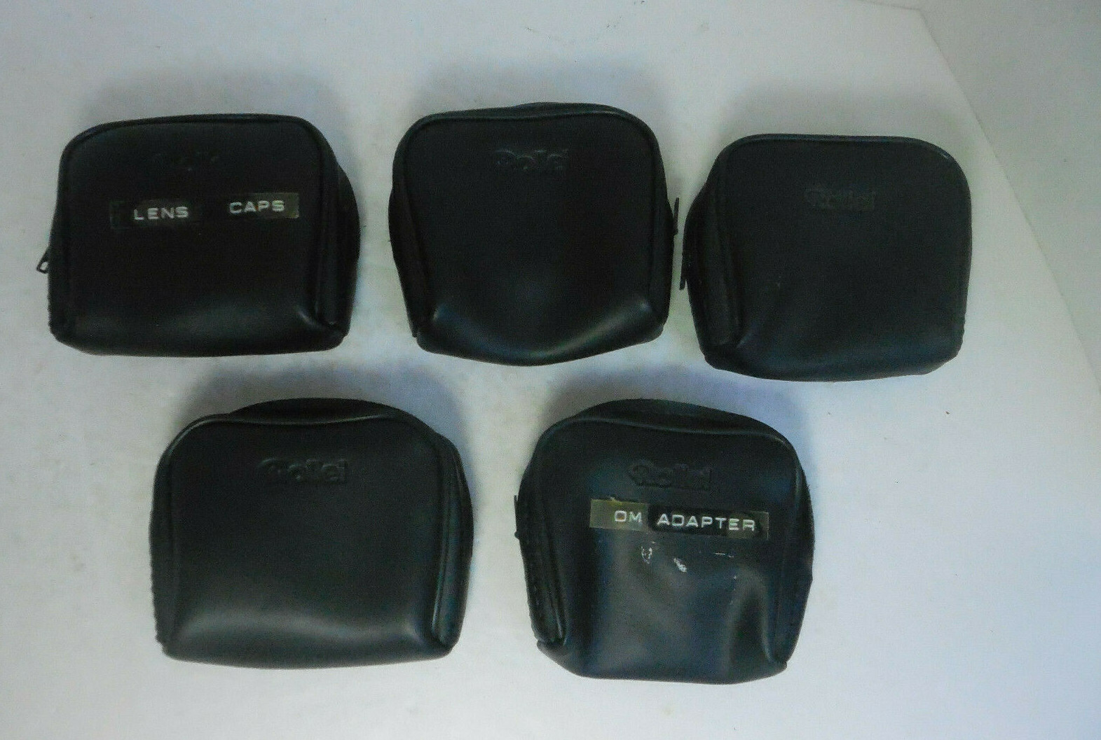 Five Vintage Black Vinyl Rollei 35mm Cases Camera Lens Zippers Working