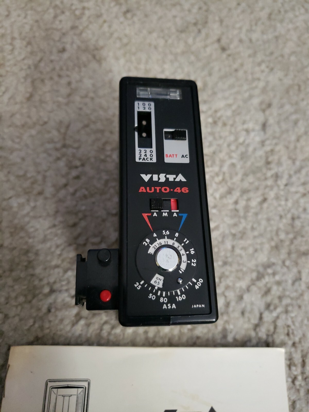 Vista Auto-46 Vintage Camera Flash With Instruction Book Untested Nice Condition