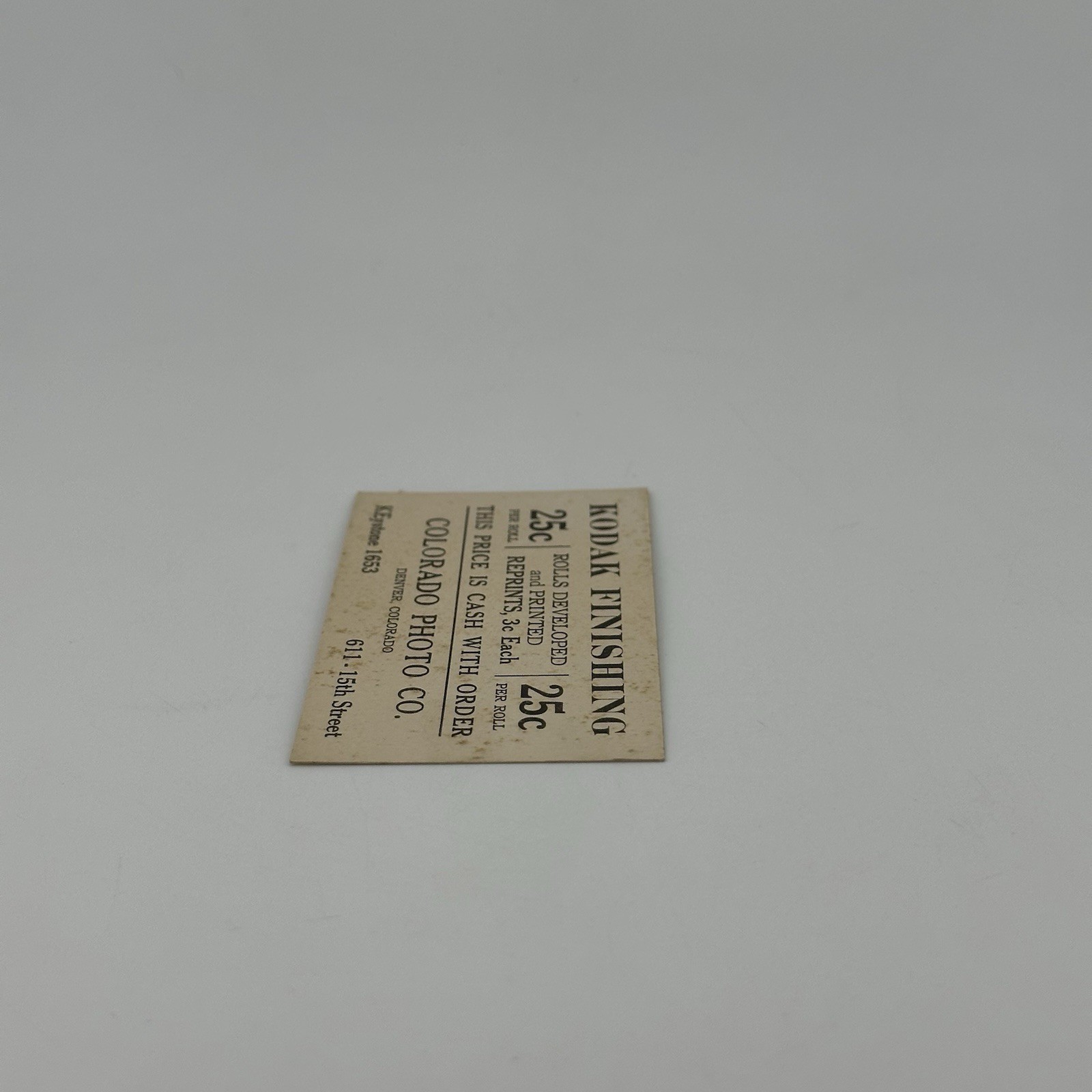 Vintage Kodak Finishing Colorado Photo Co Keystone 1653 .25 Per Roll Promo Ad
