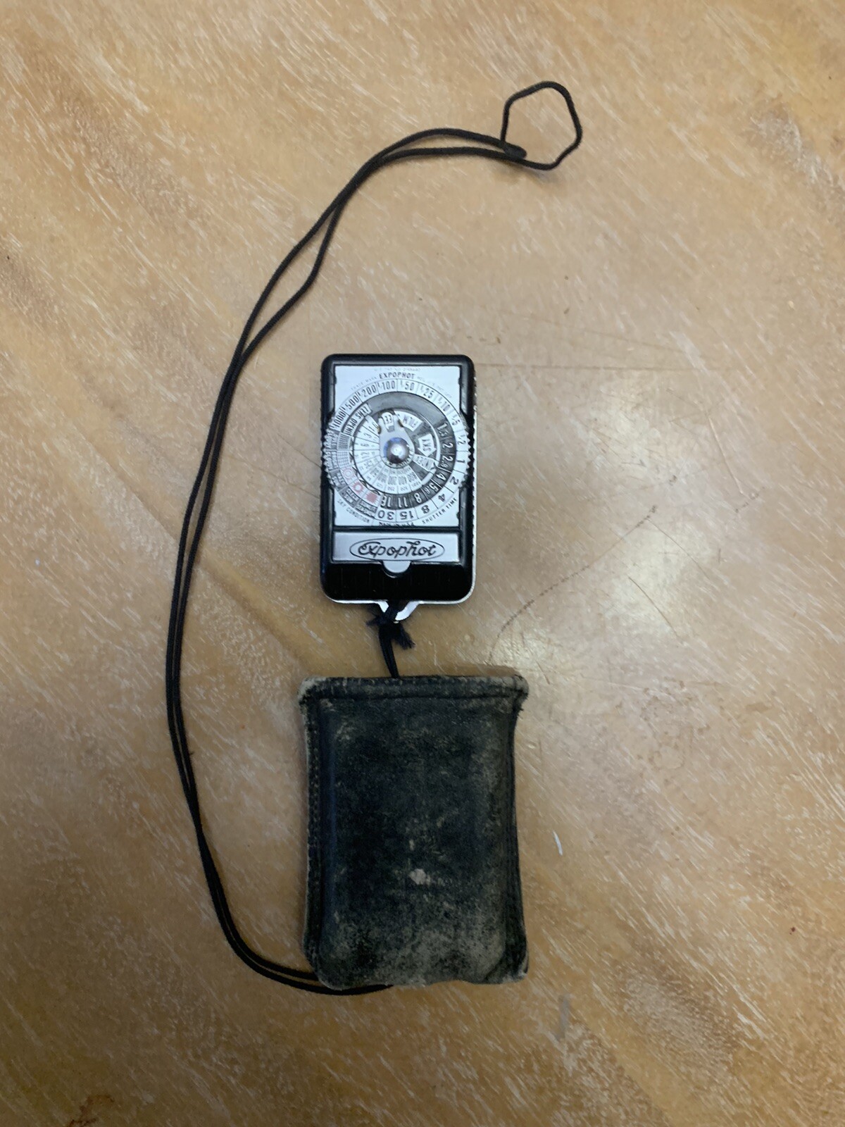 Vintage Expophot Camera Light Exposure Meter in Leather Bag