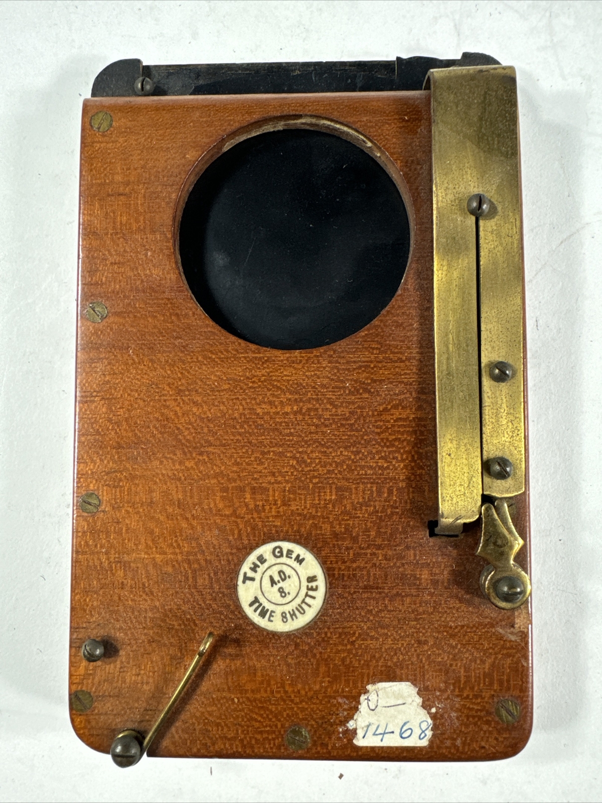 The Gem Time Shutter A. D. S. – Antique Rare Wood Brass Shutter for Barrel Lens