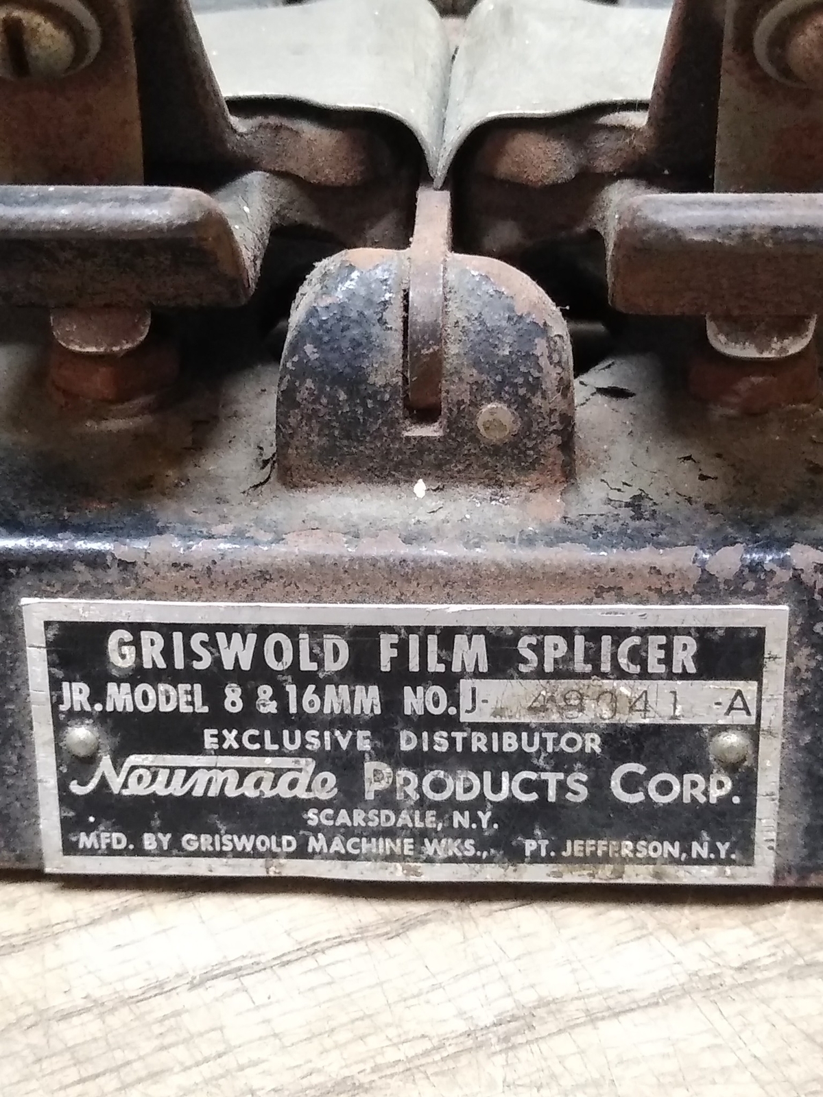 Vtg Griswold Film Splicer Jr. Model 8 & 16mm Movies No. J49041A Cast Iron USA