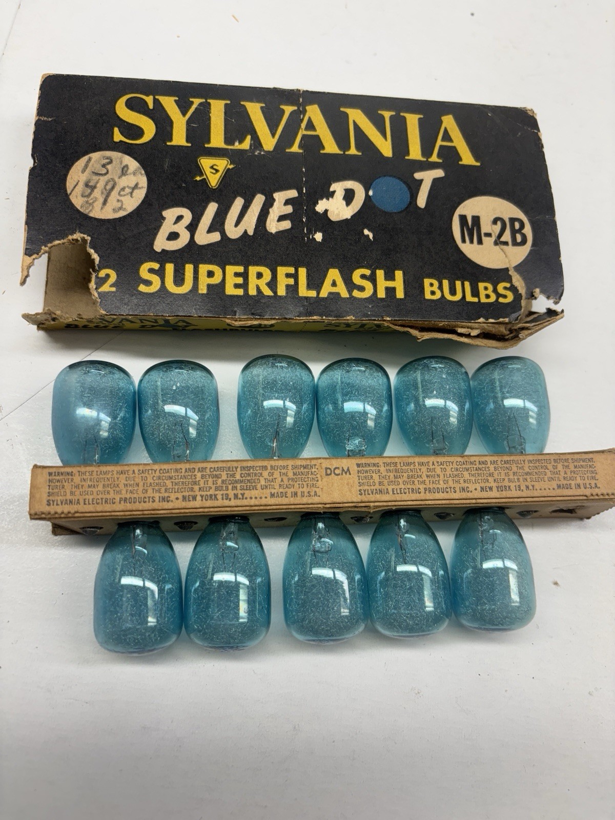 Vintage Sylvania M2B Blue Dot Flashbulbs 11 Incomplete Blue Tint Flash Bulbs