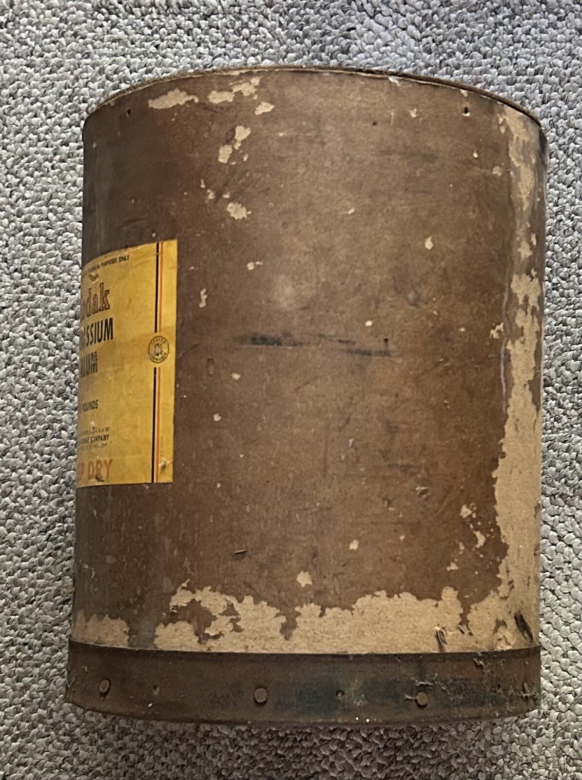 KODAK POTASSIUM ALUM CANNISTER 25 LBS EMPTY VINTAGE