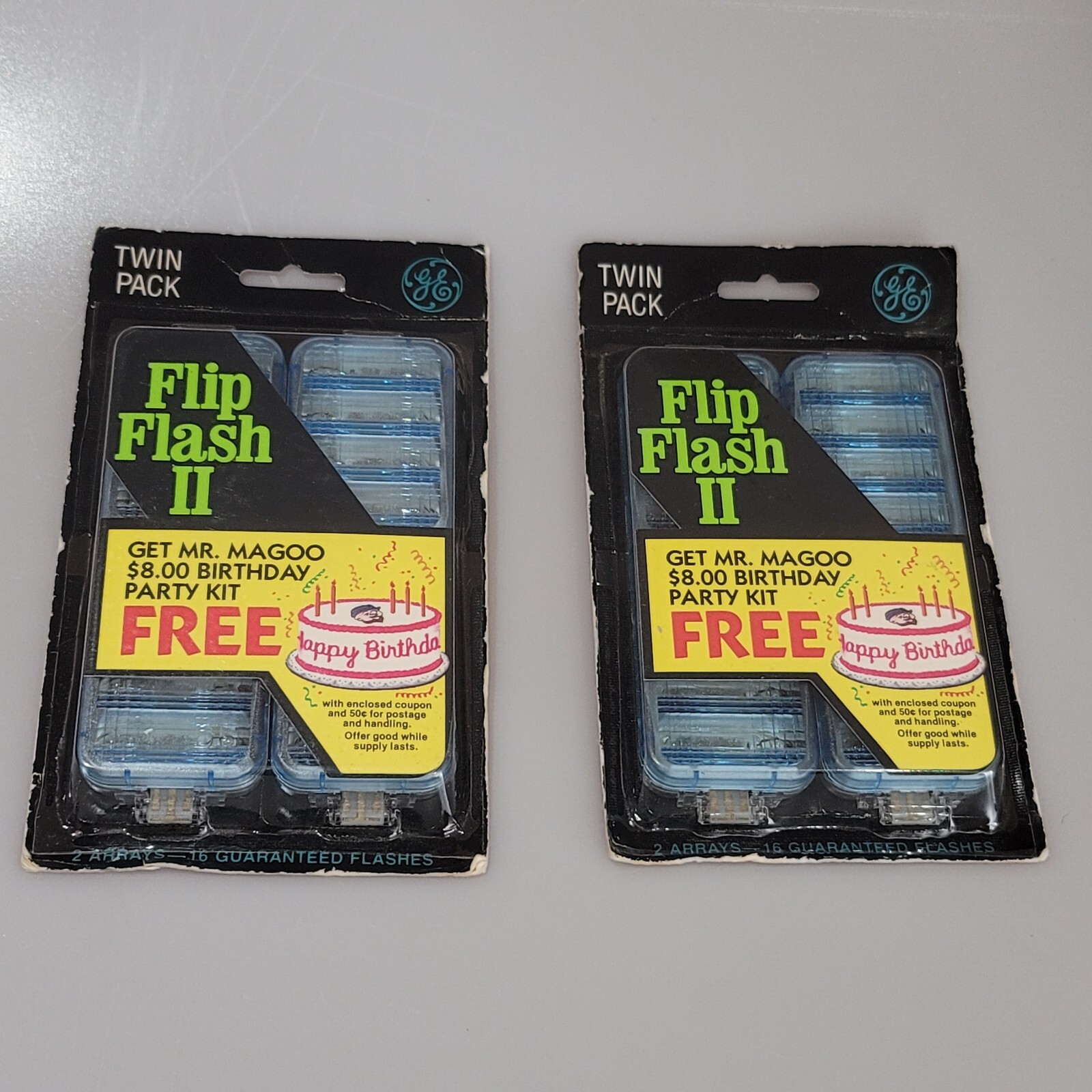 Vtg GE Flip Flash II 2 Twin Pack Flash Packs for FlipFlash Cameras Sealed..(BBB)