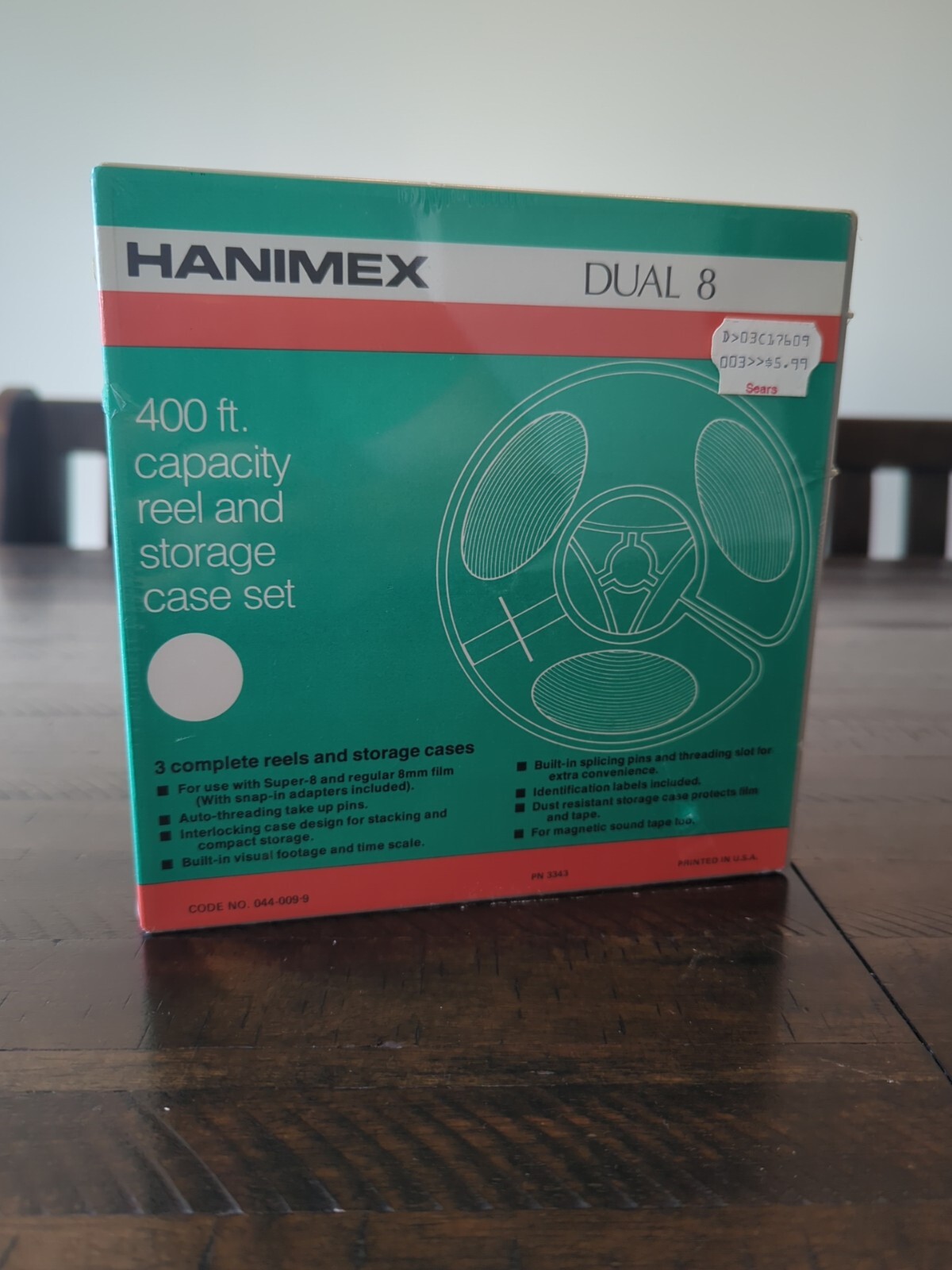 (3) Hanimex Dual 8 400 Ft Reels & Storage Cases – New Old Stock – Sealed – 8mm