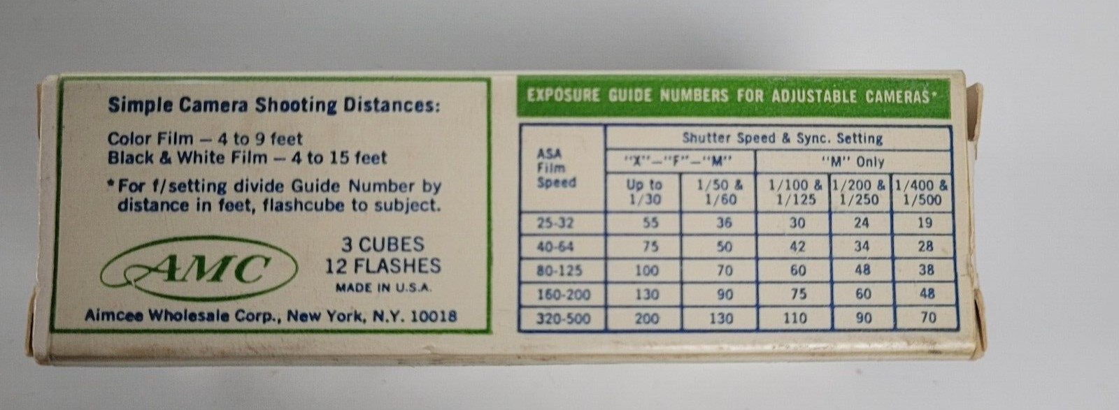 NOS Vintage AMC Flashcubes – 3 Cubes 12 Flashes