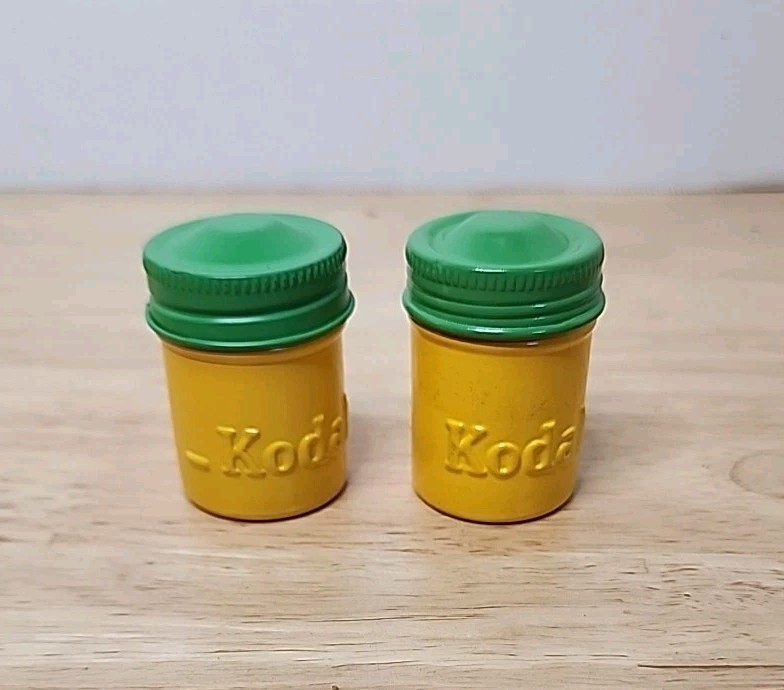 VTG Kodak Empty Embossed Metal Film Canisters With Empty Tri-X Film Rolls