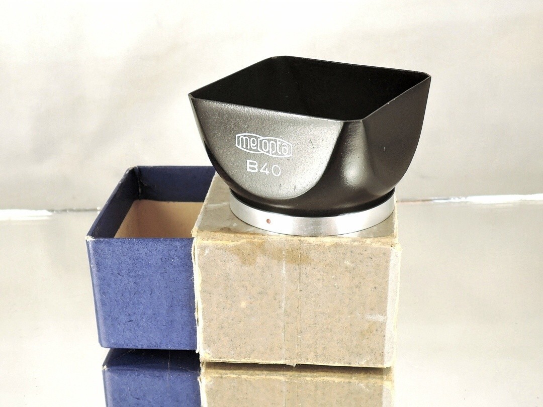Shade hood Flexaret Meopta square bayonet B40 metal + Genuine box very nice