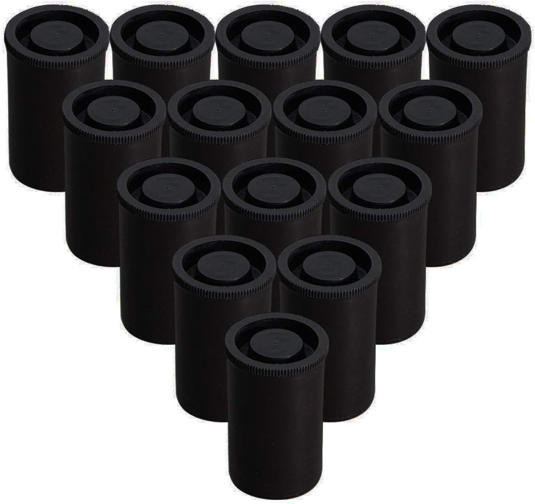 15 Pack Airtight Black Film Canisters – Durable Plastic Storage Containers