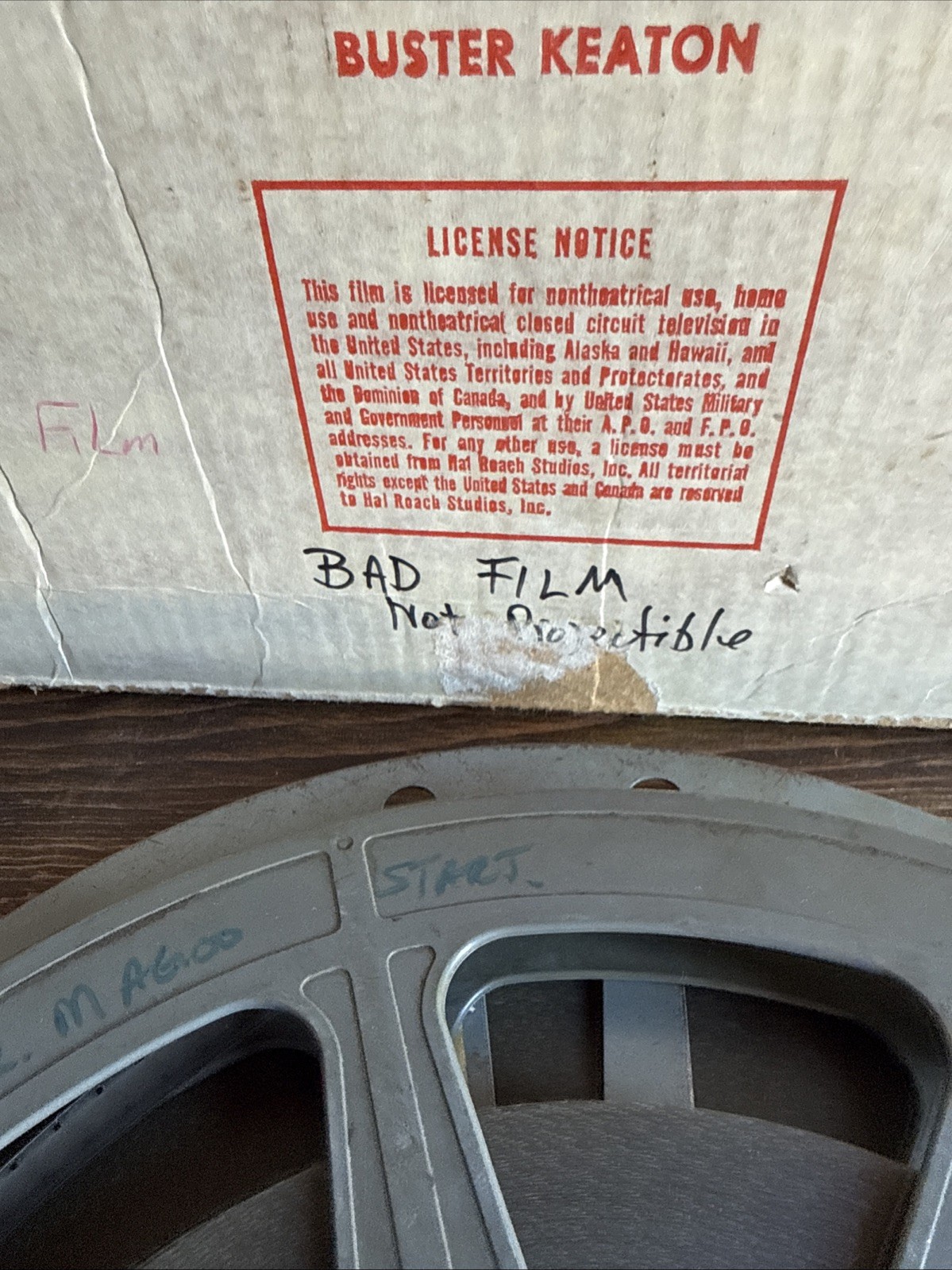 2 Vintage 16MM Grey Plastic & Metal Movie Reel 13-3/4” Reel Laurel & Hardy