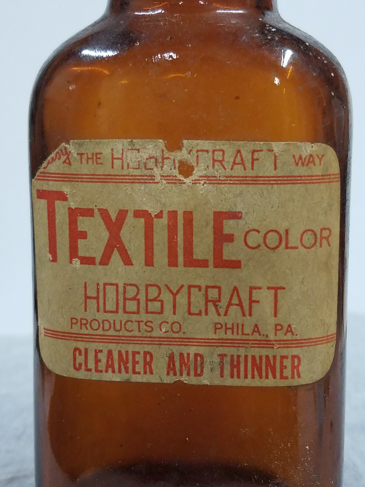 Vintage Hobbycraft Cleaner and Thinner Bottle Philadelphia PA Empty Bottle w Cap