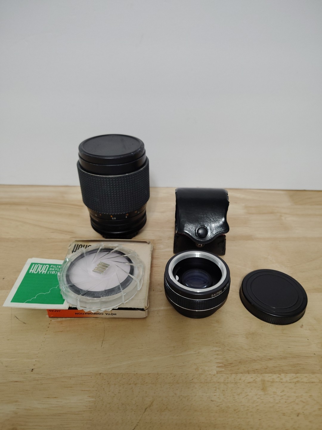 Vintage Photography Camera Japan 55 mm Lens, Hoya Filter 1B, Saitex Telecoverter