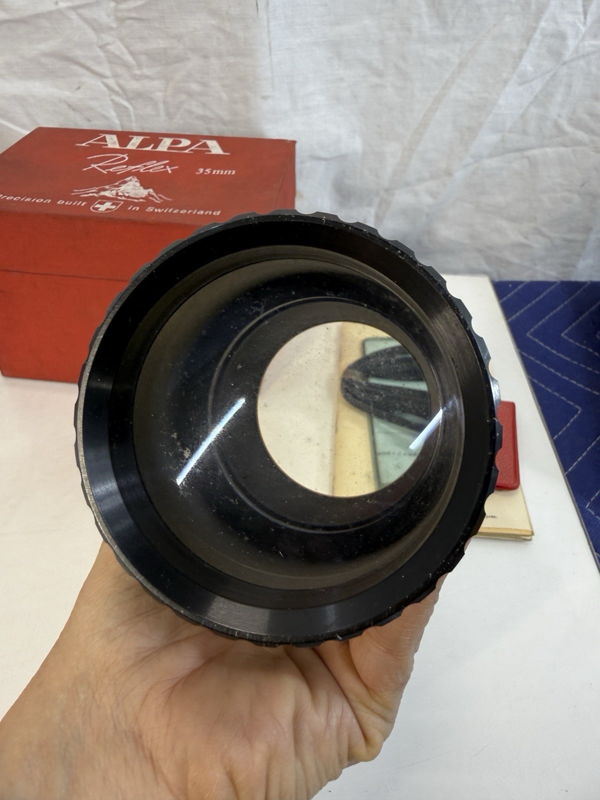 Vintage ALPA Reflex 8b Box Manual Lot w/ Kilfitt Test Plate Kinoptik Box GoldE
