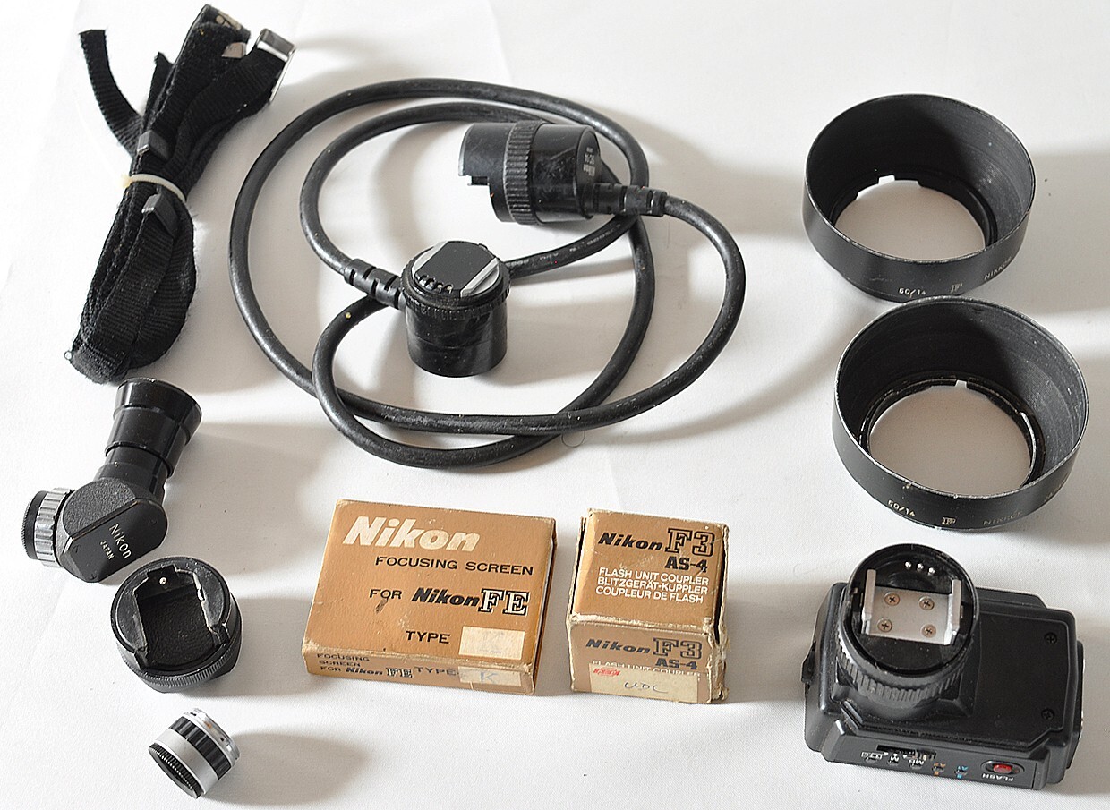Lot of 10 Nikon Accessories, SC-14 TTL Remote Cord, AS-8 Flash Adapter, Flash Co