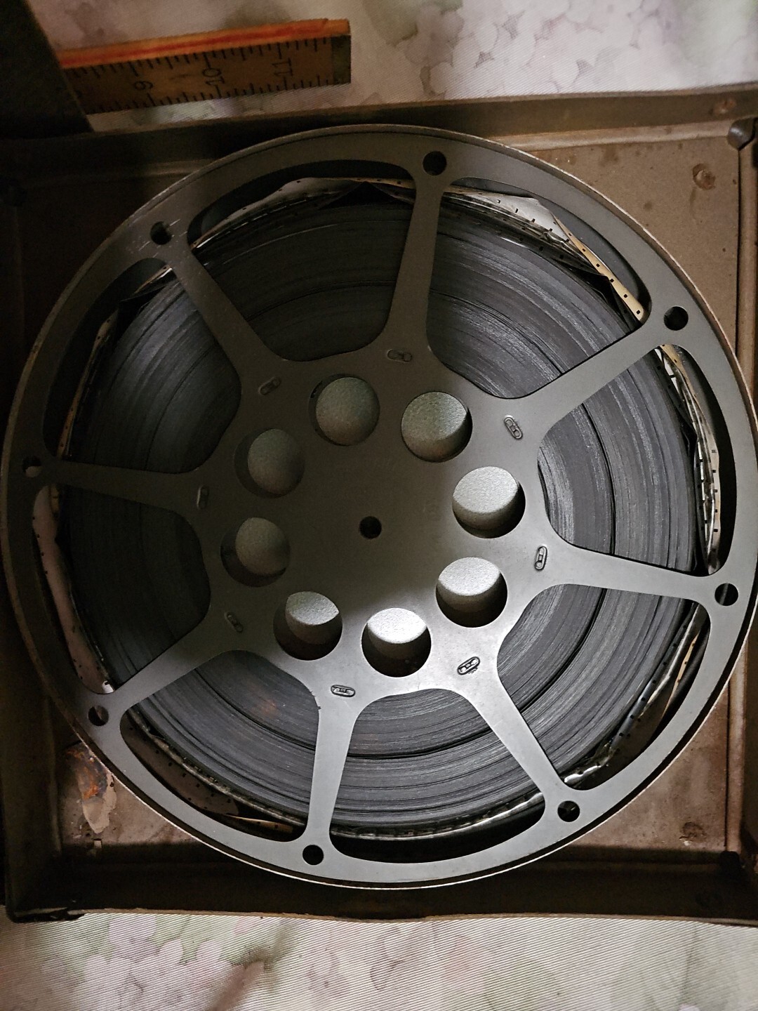 Bell & Howell Metal Film Reel Case,film,reel and mailer case with handle