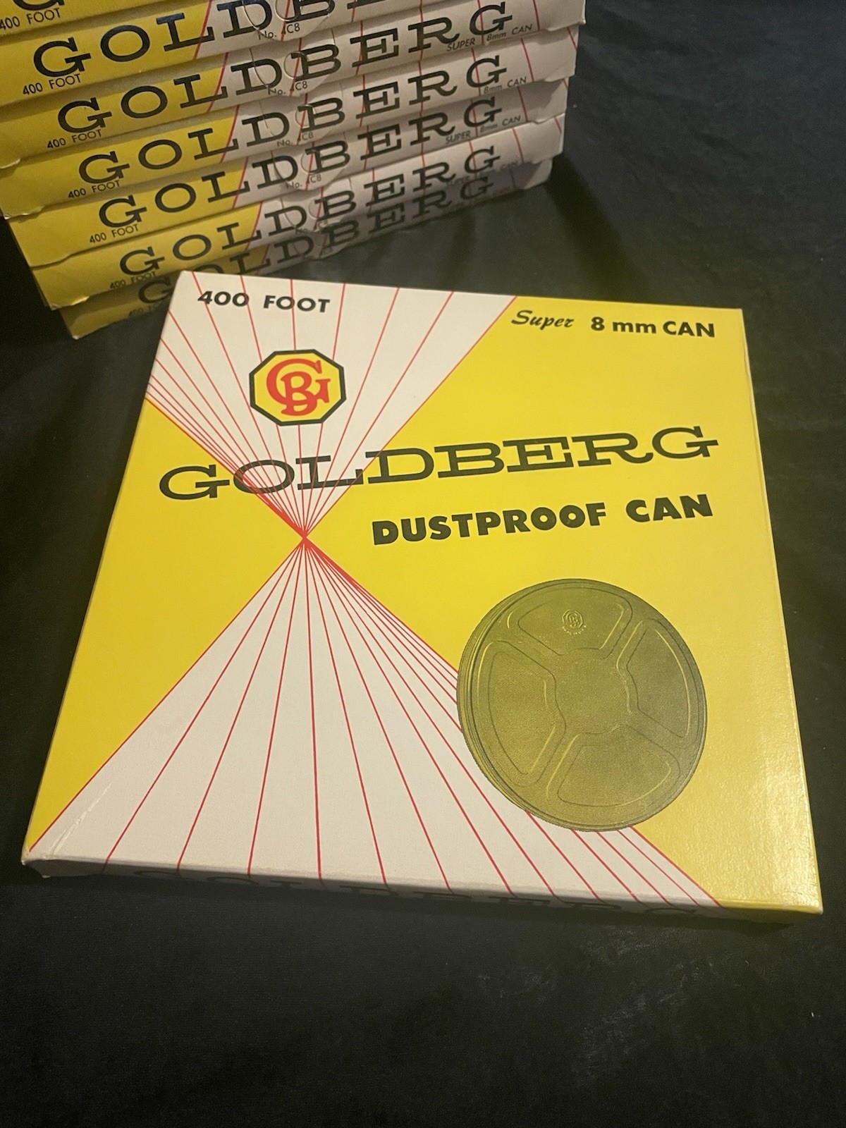 Lot of 12 Goldberg 8mm Film Cans 400ft Unused w/ Boxes Vintage Dustproof