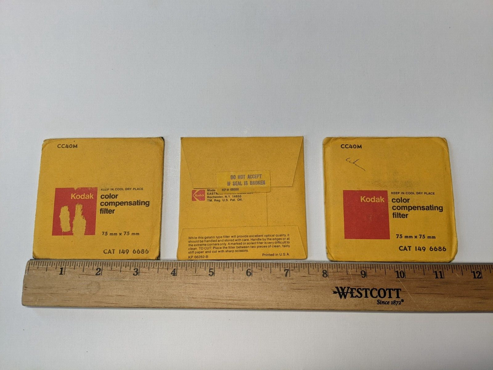 3 Pcs Vintage Kodak CC40M Color Compensating Filter 75mmx75mm 149 6686 Sealed