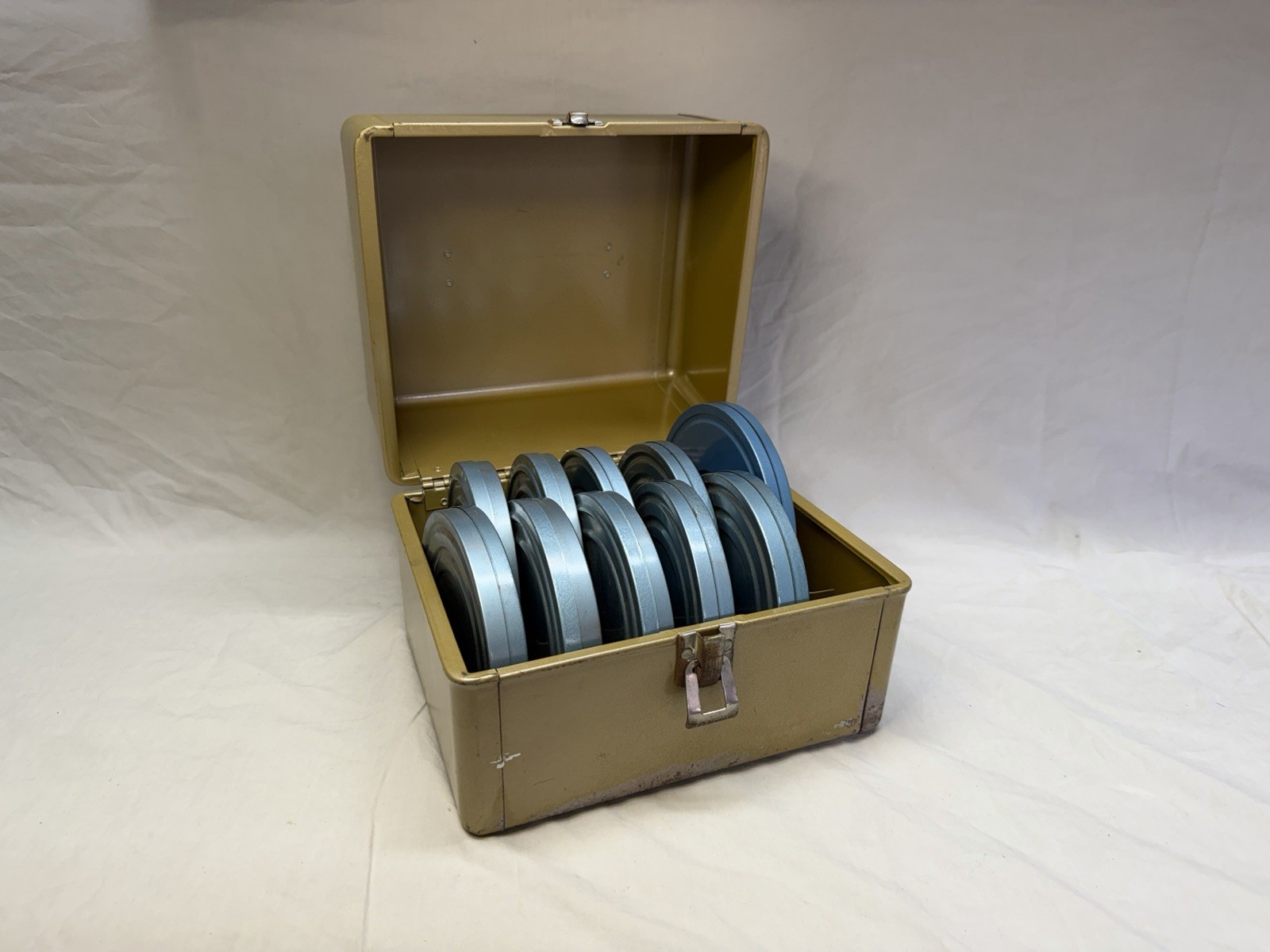 Vintage Kenco Film Reel Storage Box With 10 Empty Film Reels