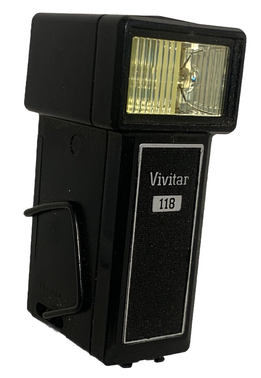 Vivitar 118 Flash Attachment/Kodak Sealed 3”Film/2 NOS G E Flash Cubes/Photo Lot