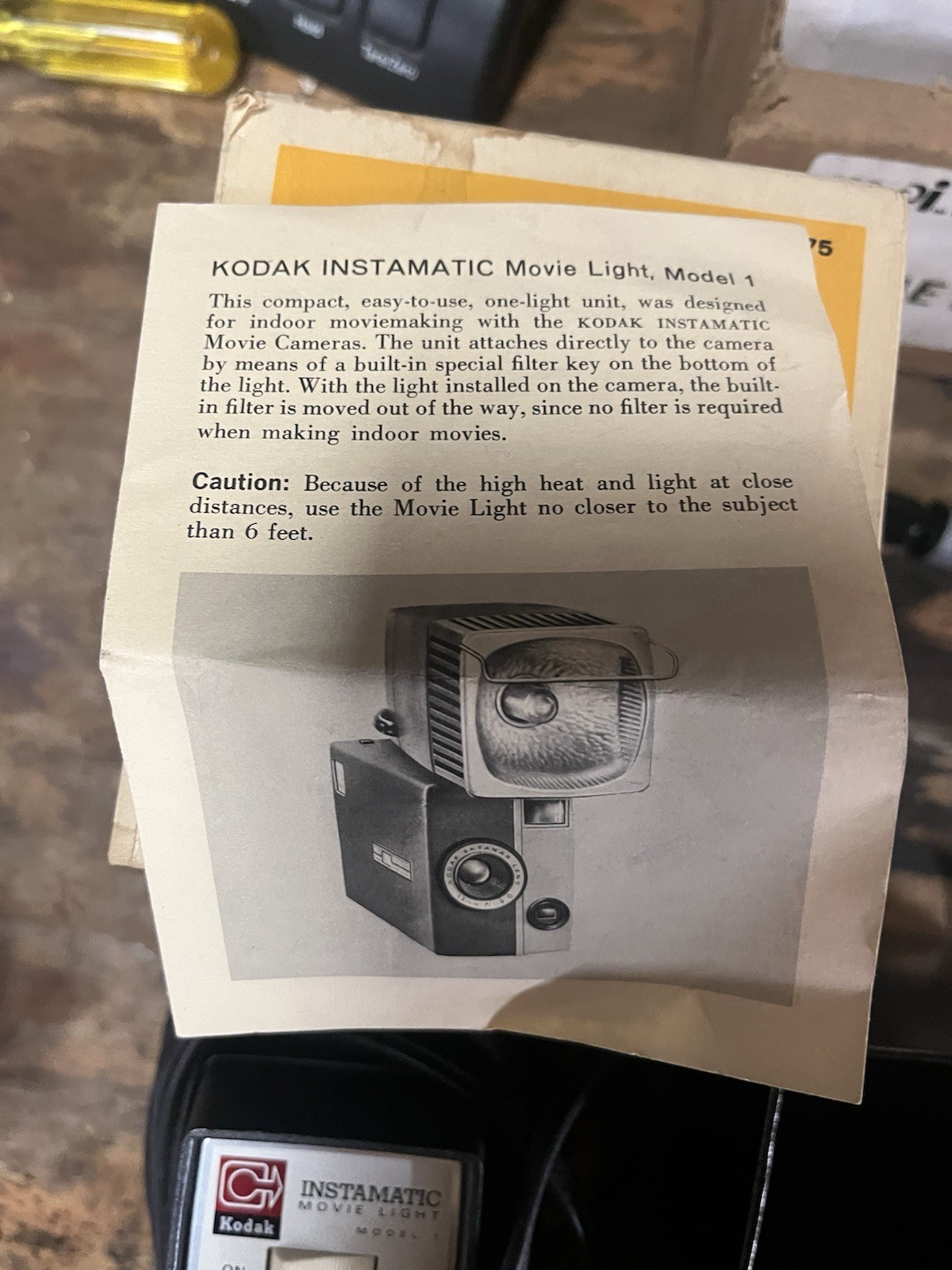 Kodak Instamatic Movie Studio Light Model 1 Original Box And Istructions