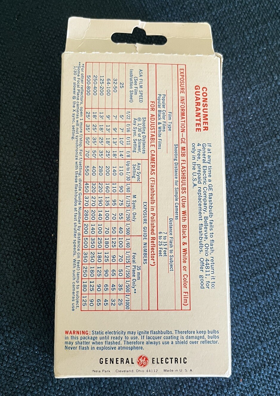 Vintage General Electric M3B Blue Flashbulbs (Pack of 12) Made in USA