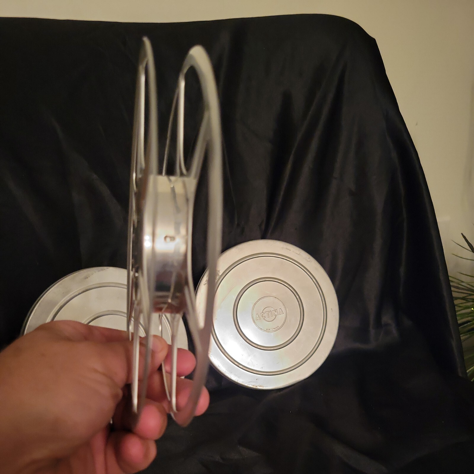 Vintage ACTINA Aluminum Movie 7″ Reels And Canisters. Lot Of 2.