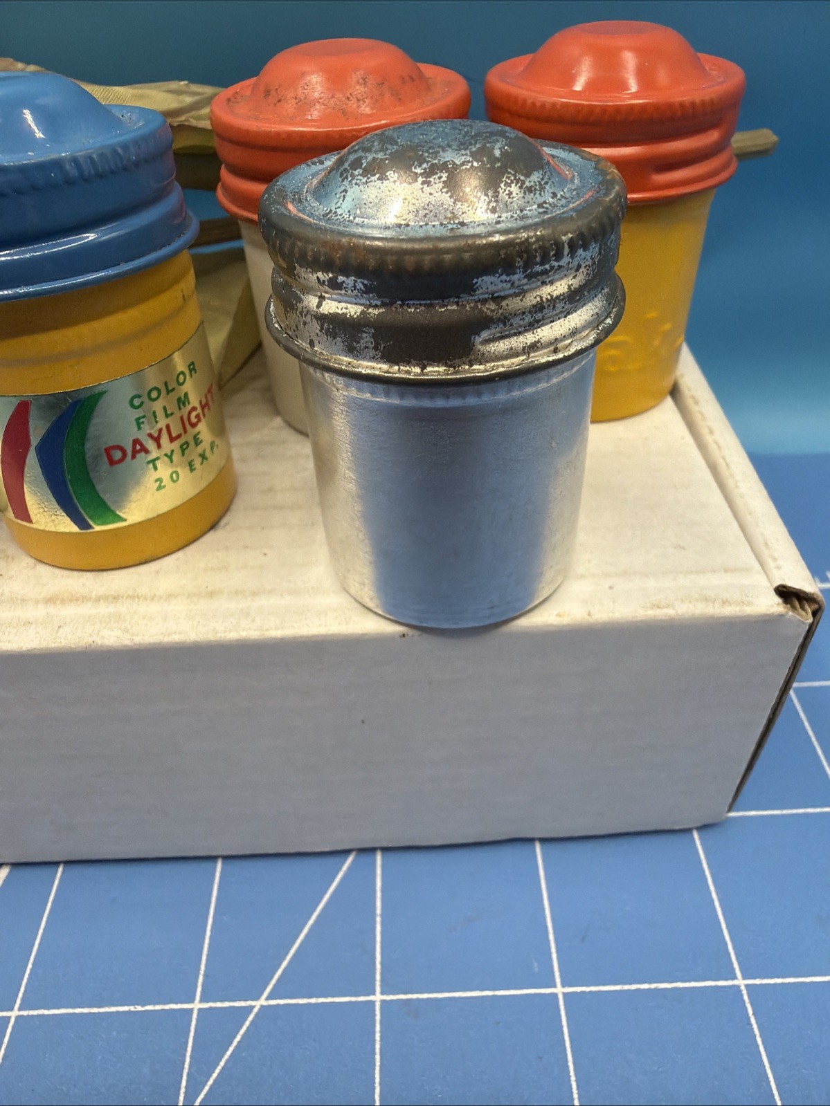VTG Lot of 5 Kodak Film Roll Embossed Container Metal Tin Can Canister
