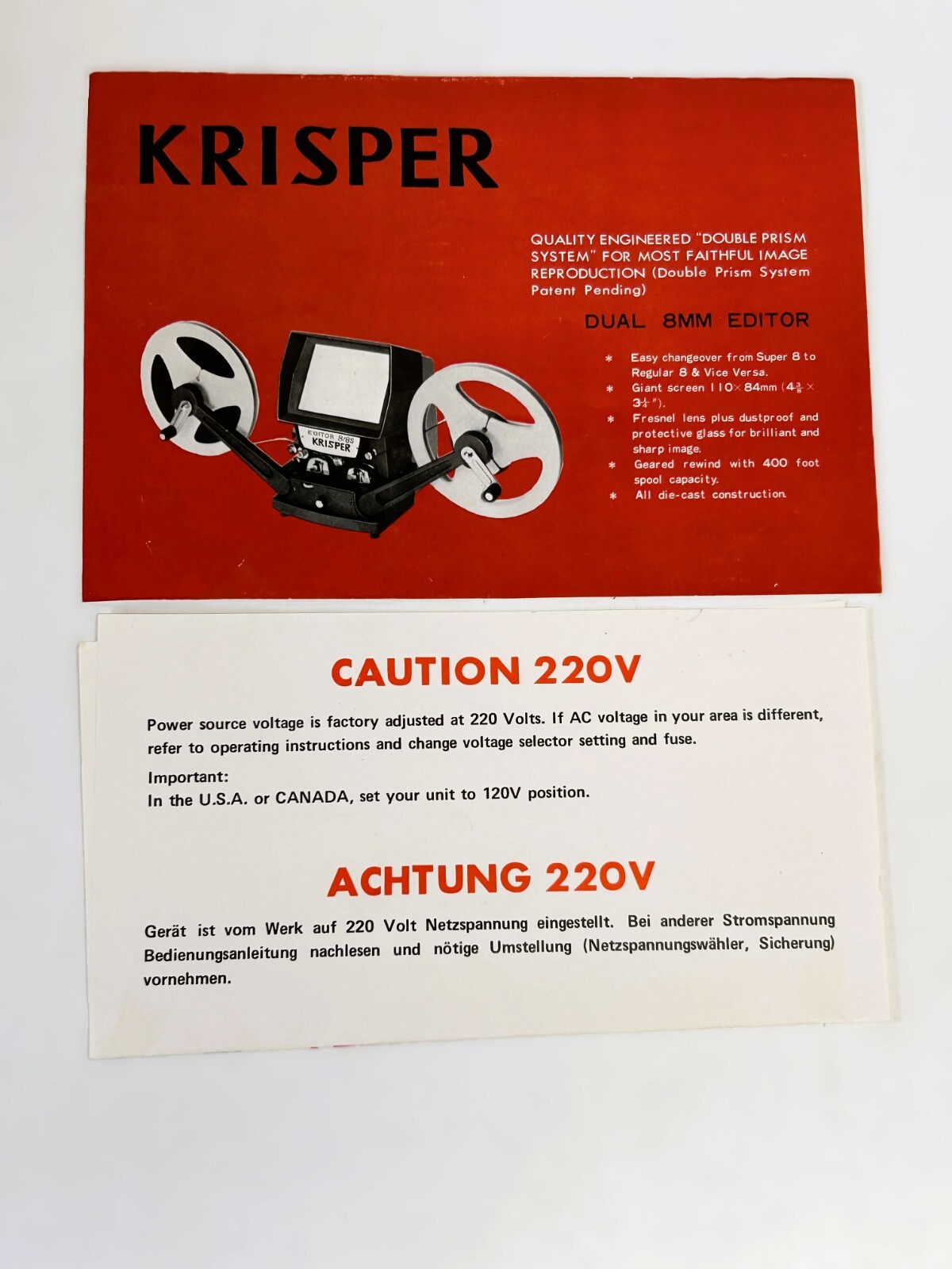 KRISPER mod. Dual System Film Editor – 8mm Film Moviola