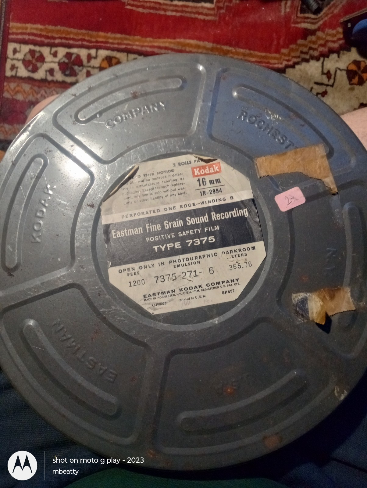 Vintage Eastman Kodak Film Can – will hold 1200 feet of film, nice with label