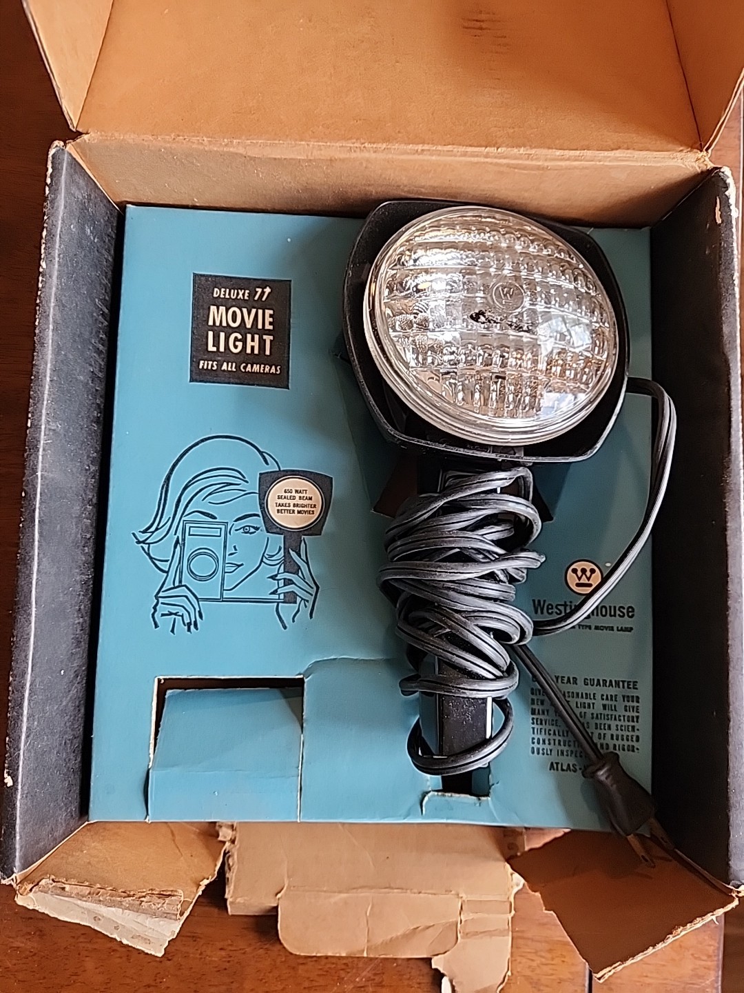 Westinghouse Deluxe 77 Movie Light Working W/Box & Movie Paperwork