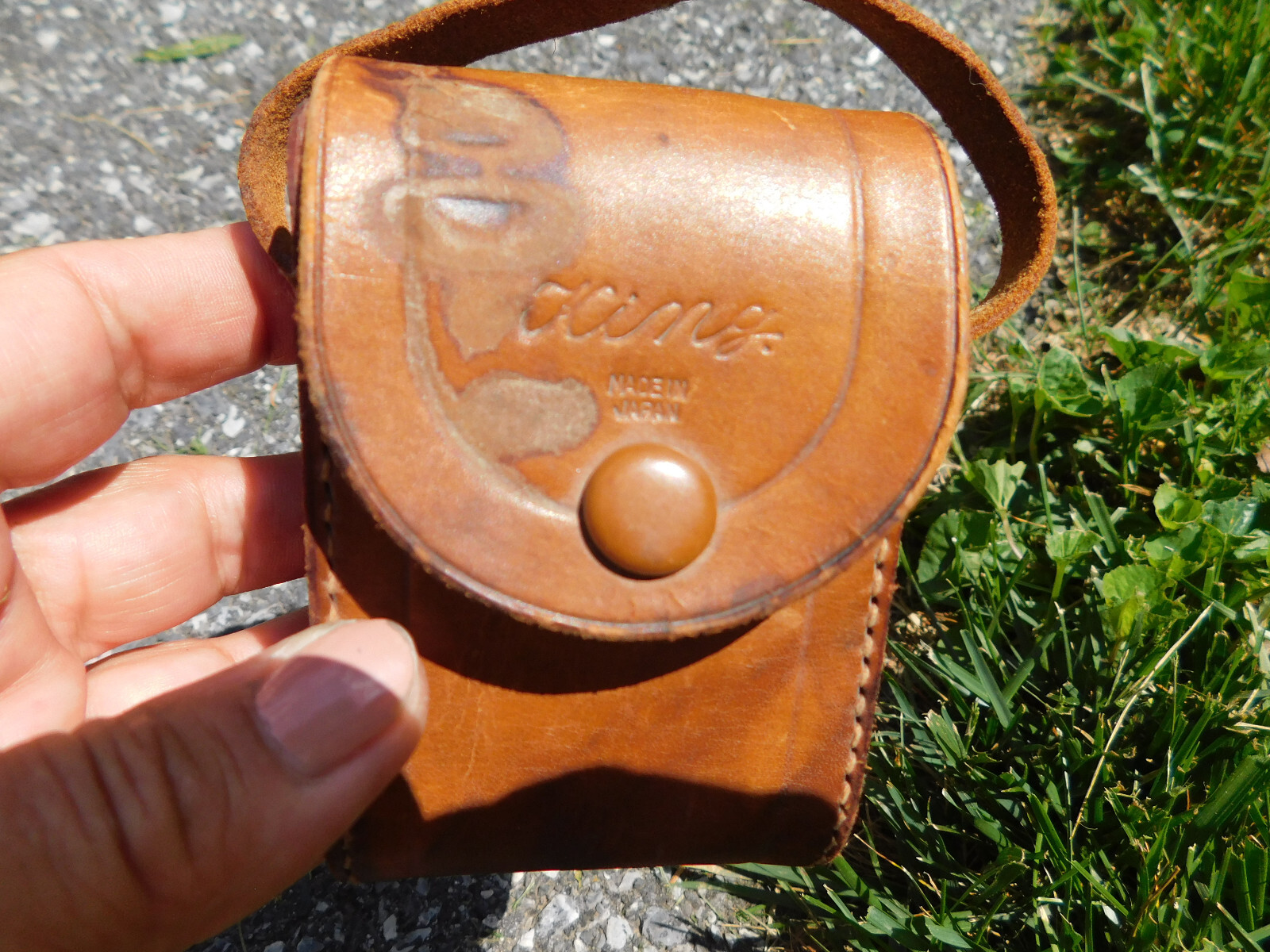 Vtg King Japan Leather Camera Phone Case Snap Flap Strap Brown 4″x2.5″x1.5″