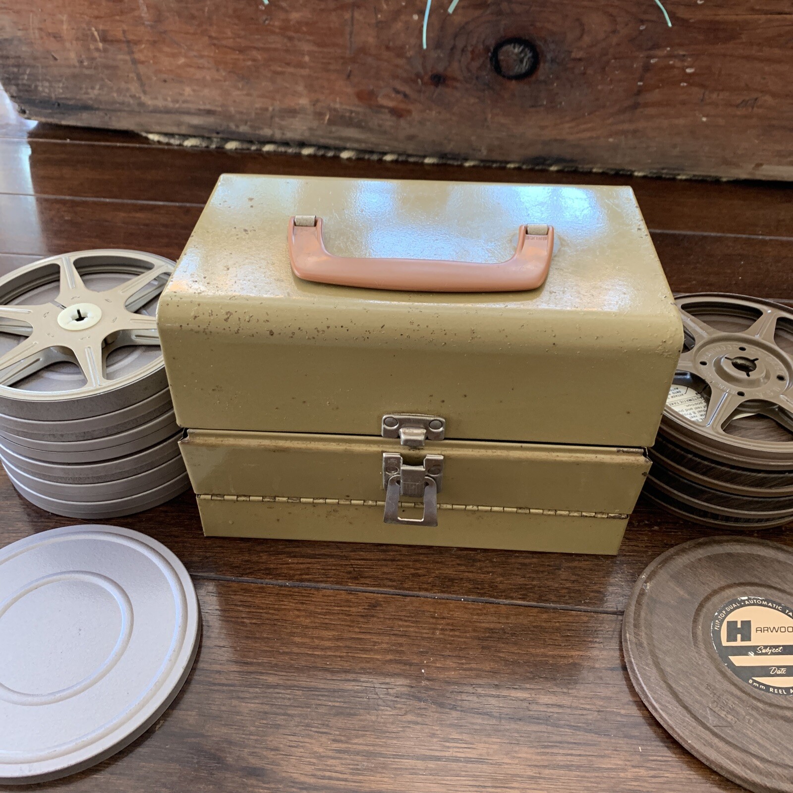 Vintage 8mm Film Set With 12 Slot Metal Case And Reels In Very Good Condition.