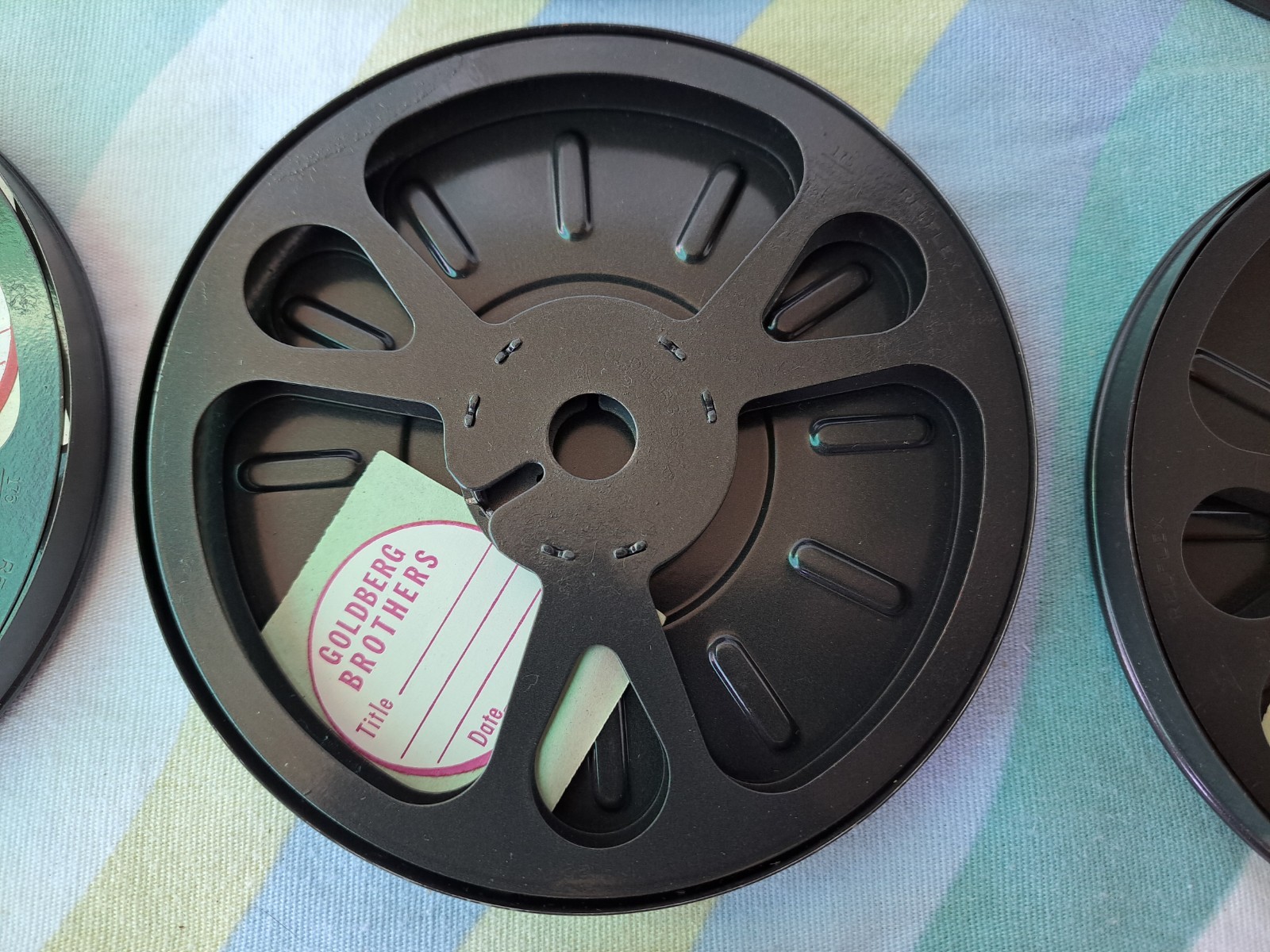 Vintage GOLDBERG BROTHERS 200′ 8mm Film Storage Cans 6 With Box & Stickers BIN30