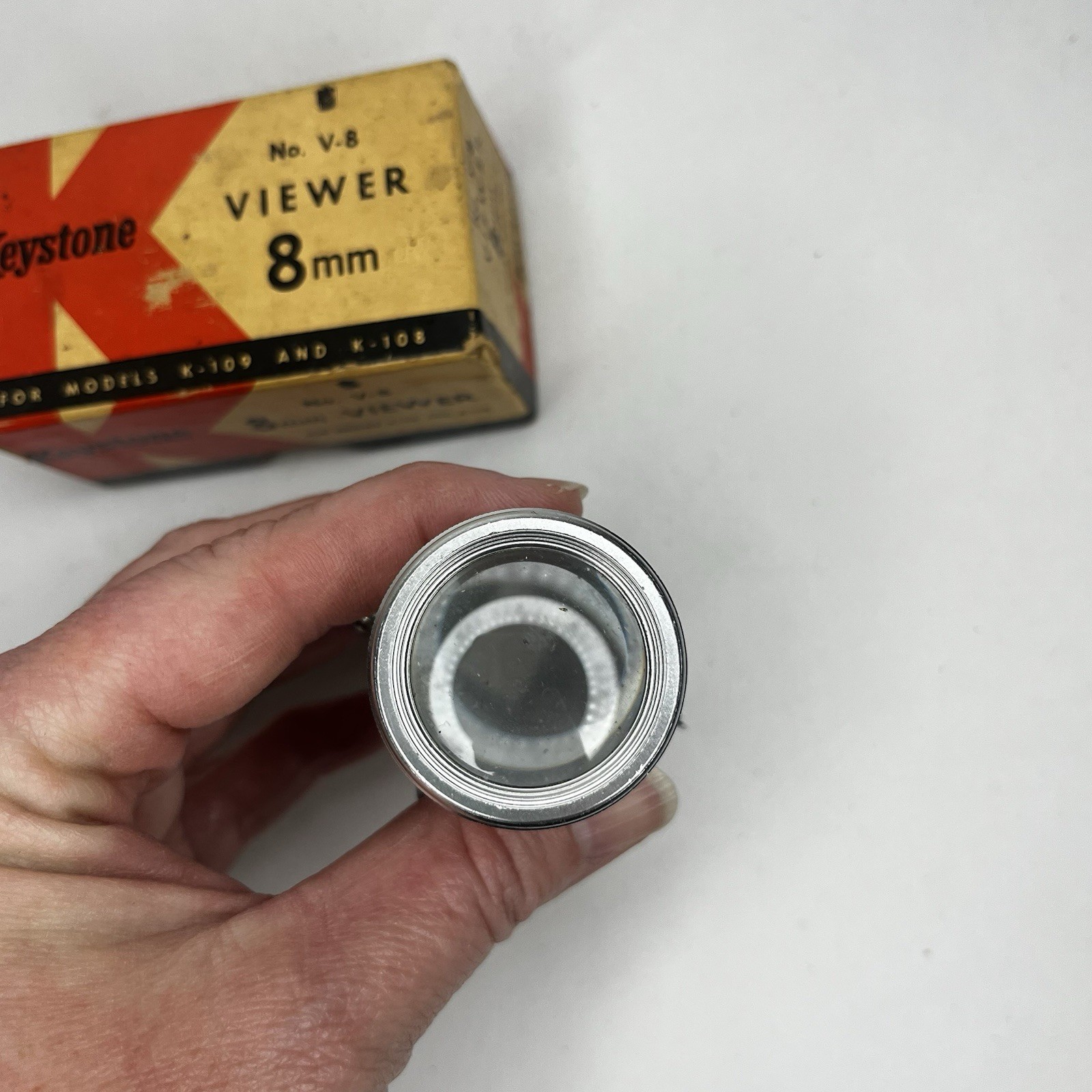Vintage Keystone No. V-8 8mm Film Viewer in box for Models K-109 + K-108